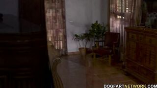 Rayveness takes on big black cock while stepson is just watching