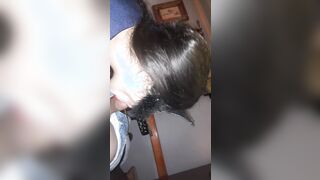 School cunt with mouth licking my nuts