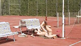 Rich daughter gets her butt deflowered on the tennis court