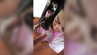 Sub gets bound up and a load of cum all over her whore face