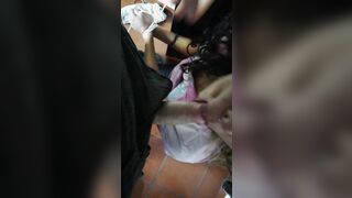 Sub gets bound up and a load of cum all over her whore face