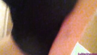 Hottie Amanda Pee inside the Bathroom Wearing Glasses