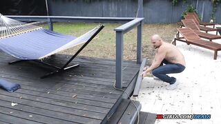 a huge penis for a chubby MILF with long natural