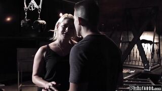 Big Boobed stepmom put inside shackles by stepson