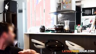 Red Head hispanic maid polishing a huge dick for more than a tip
