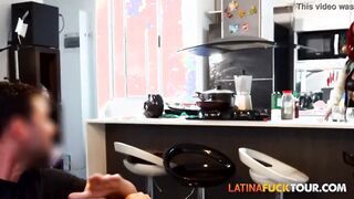Red Head hispanic maid polishing a huge penis for more than