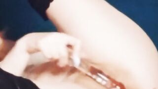 Thin blonde with cat ears has anal sex with a vibrator