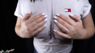 Soak T-shirt, bj from a big tit chick, long nipples