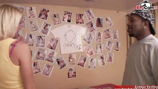 Blonde 19 Year Old skank gets a creampie on her tiny boobies