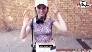 Thin Teens with tiny titted pick up for an outside