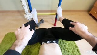 Step sister is training to jump on the cock. Takes