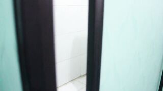 Bombshell Hispanic takes a shower while perverted brother records her