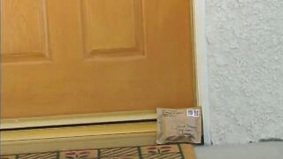 Blonde beauty gets double penetrated into bed and eats cum