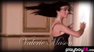 Flexible hispanic ballerina Valerie Mason reveals her huge fake tits