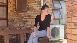 Piss desperation | wetting my milf jeans | public smoking