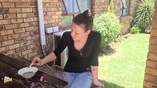Piss desperation | wetting my milf jeans | public smoking