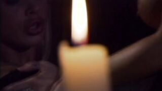 Girl into panties boned each other into bed by candlelight