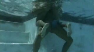Blonde with a tight booty gets doggy style banging by the pool