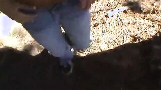 Cheating lover give handie with baldys penis