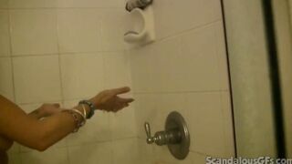 Big Boobed shower Beauty gets licked out