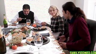 Stepsisters huge natural jugs jiggles as she ride her stepbros