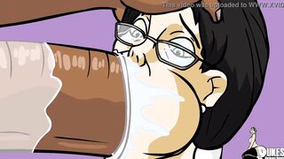 I get this long tit nerdy Girl to suck my