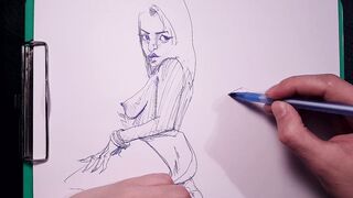 Drawing Goddess girls with huge boobs, juicy butt with a