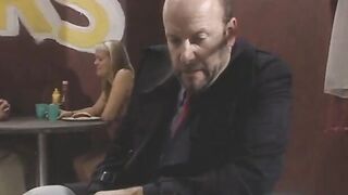 Hung mature bro fucks a blonde skank on table