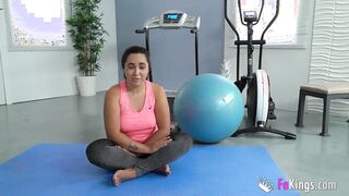 Andrea makes a secret camera clip with her fitness professor.