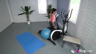 Andrea makes a secret camera clip with her fitness professor.