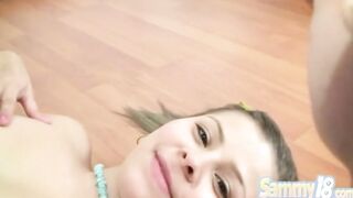 Sammy 19 yo rubbing her beautiful twat and Masturbating with toy
