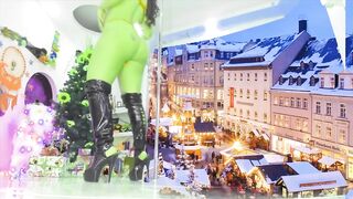 grinch open the gifts and dance inside the pole
