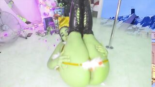 grinch open the gifts and dance inside the pole