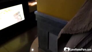 Bombshell at the club nailed inside the restroom