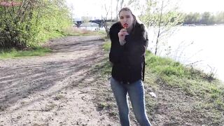 Outside head to my stepbrother | He cum into my