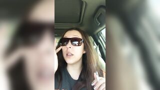 sexy D Smoking inside the Vehicle Wearing Sunglasses and Complaining About Line