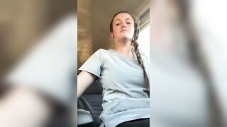 Having Fun with my snatch inside the vehicle at work