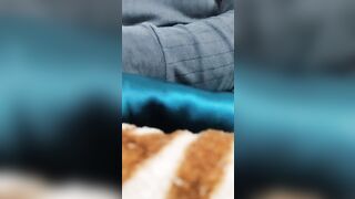 Penis Rub with Green Satin Fabric