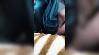 Penis Rub with Green Satin Fabric