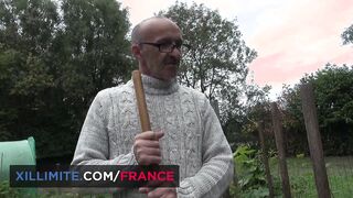 Voluptuous goddess hot fucks the older gardener