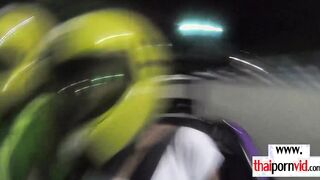 Amateur Thai 19 year old Cherry taking a rides inside a kart