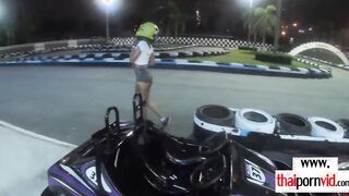 Amateur Thai 19 year old Cherry taking a rides inside a kart