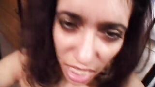 Turned On hoe with amazing titted give sloppy soak fellatio inside kitchen