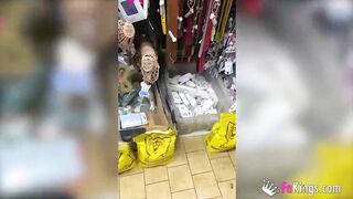 Shameless 18 year old shows her nude body inside a shop and