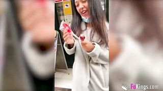 Shameless 18 year old shows her nude body inside a shop and