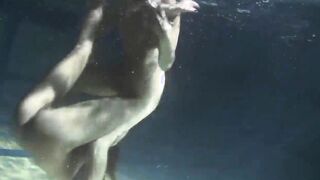Lesbians and solo girls make out underwater