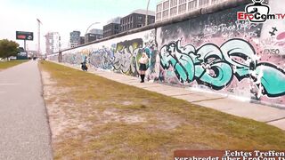 Huge german Blonde with natural melons pick up for a