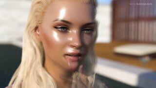 Blonde tries to orgasm quietly inside a outside pool but