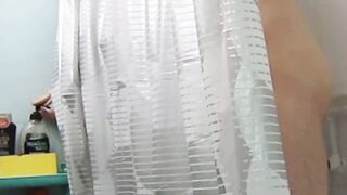 washes cock and jerks it off into the WC