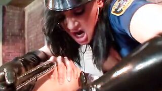 Tiny boob dyke trio on floor-mat inside babe sex toy action